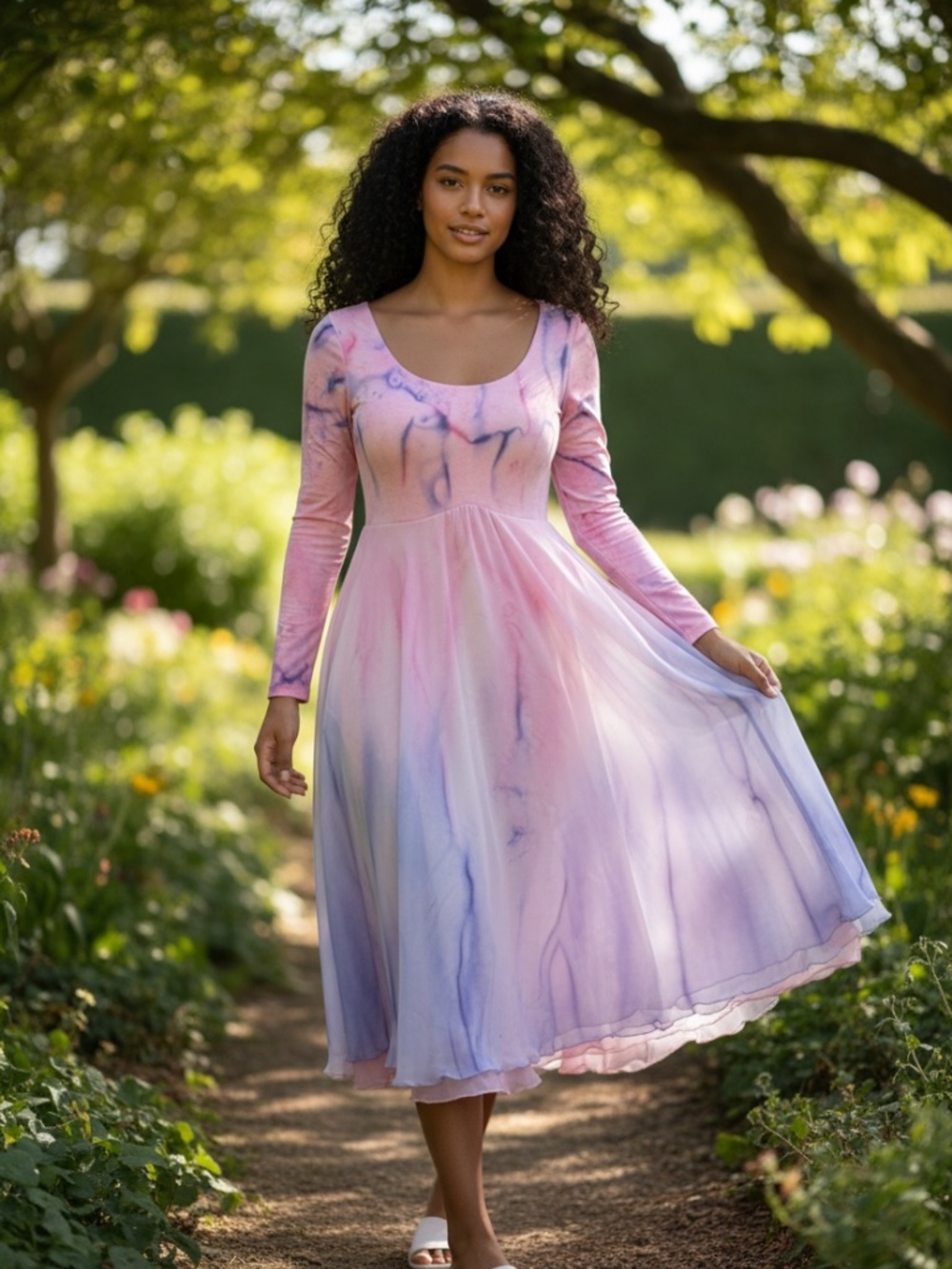 🌸 Joanne McMillan PINK Watercolor Dance Costume – Long Sleeve 🌸 - Picture 2 of 9